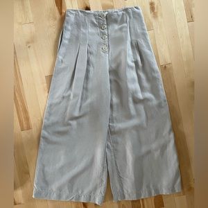Aritzia Wilfred Wander Linen Blend High Waisted Wide Leg Cropped Pant